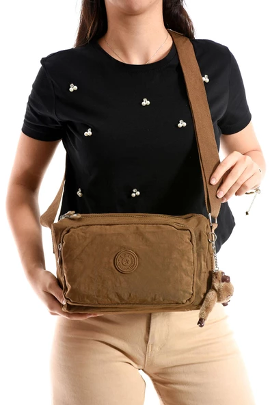571 collections Çapraz Askılı Ultra Hafif Çok Cepli Bayan Omuz Çantası Taba (Model: 571-6O) - 1