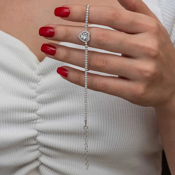 Himarry Gümüş Kalpli Su Yolu Bileklik - Resim 3