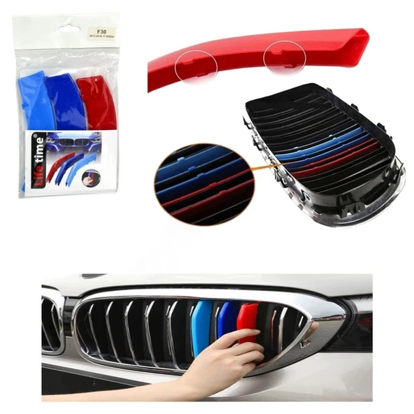 Bmw 3 Serisi F30 2013-2018 Uyumlu 11 Rods 3M Ön Normal Panjur Böbrek Şeridi
