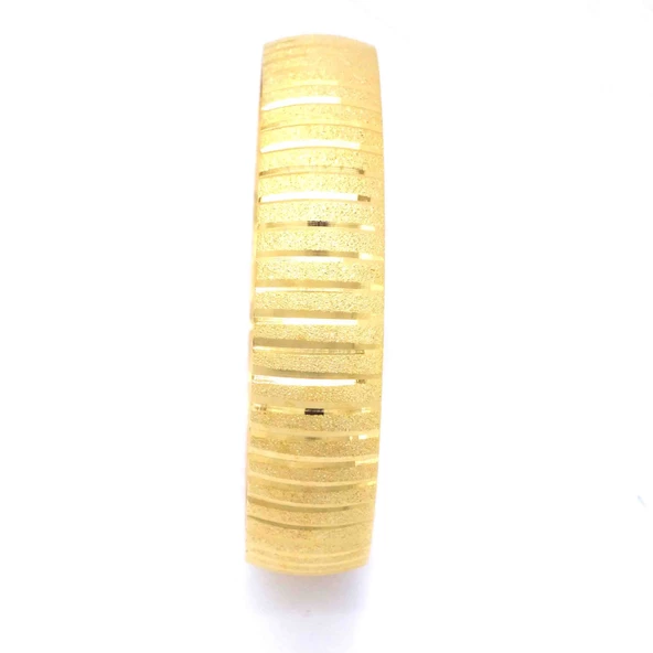 22 Ayar Altın Kaplama Düz Çizgili Bilezik 15mm BLZ-1277 - 4