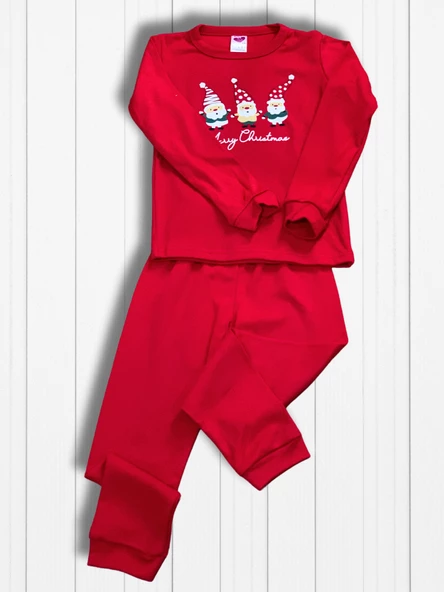 Baskılı Pamuk Kız Çocuk Yeni Yıl Pijama Takımı (Noel Baba) - Resim 4