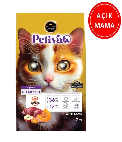 Petiva Kısırlaştırılmış Kuzulu Yetişkin Kedi Maması 1 Kg AÇIK