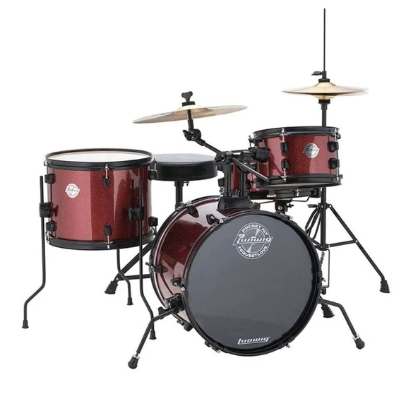 Ludwig The Pocket Kit By Questlove Wine Red Sparkle Çocuklar için Akustik Davul Seti ürün görseli 1