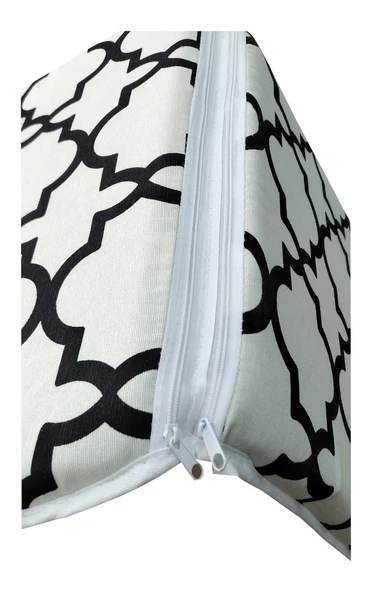 2 Adet Mandaş Midi Sandalye Minderi, Bahçe Sandalye Minderi-Damask Siyah - Resim 2