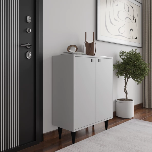 Artemis 4 Raflı 2 Kapaklı Ayakkabılık, Sis Gri - 2