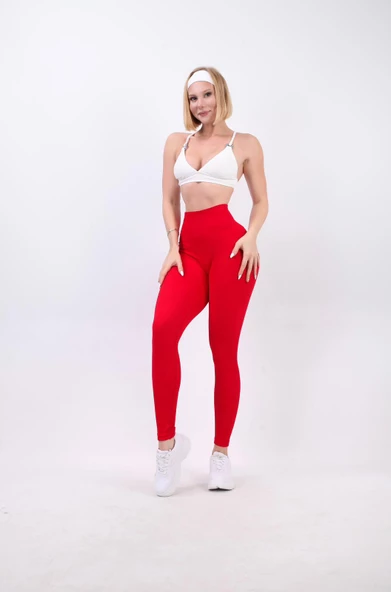 Kadın Yüksek Bel Ribanalı Toparlayıcı Fitness Tayt 16433 0028-25 - 9