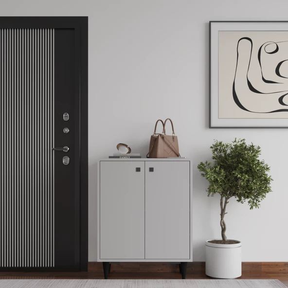 Artemis 4 Raflı 2 Kapaklı Ayakkabılık, Sis Gri