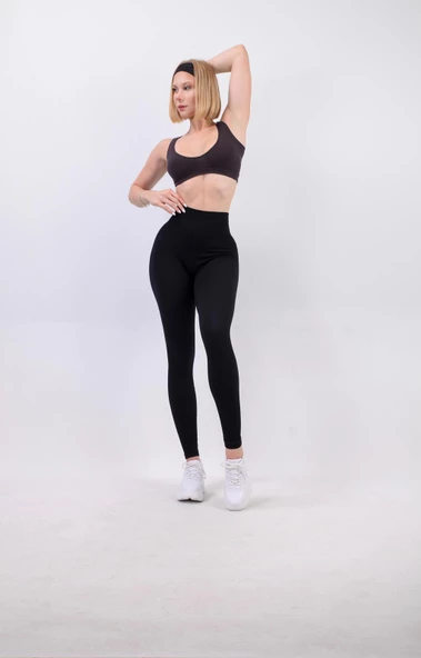 Kadın Yüksek Bel Ribanalı Toparlayıcı Fitness Tayt 16433 0028-25 - 7