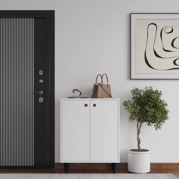 Artemis 4 Raflı 2 Kapaklı Ayakkabılık, Beyaz - 3