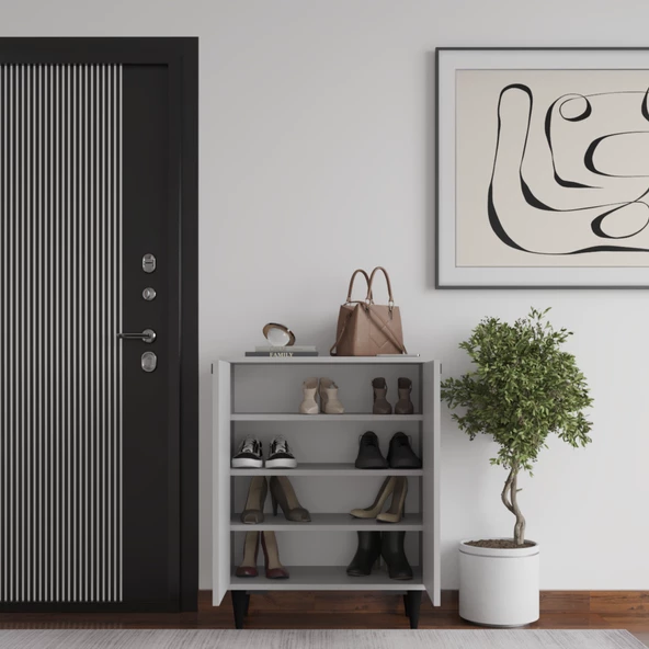 Artemis 4 Raflı 2 Kapaklı Ayakkabılık, Sis Gri - 3