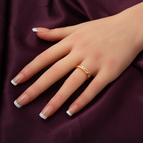 Başak Burmalı 14 Ayar Altın Yüzük - Resim 2