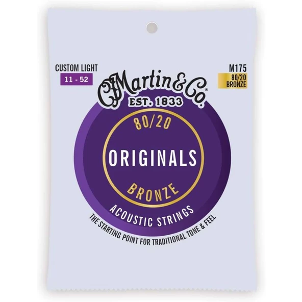 Martin Co M175 "Original M175" Bronze Akustik Gitar Teli Custom Light 11-52