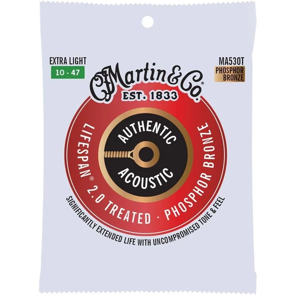 Martin Co  MA530T SP Lifespan Treated Akustik Gitar Teli Extra Light 10-47