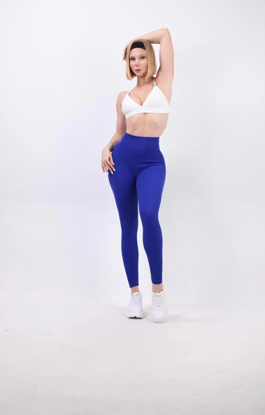 Kadın Yüksek Bel Ribanalı Toparlayıcı Fitness Tayt 16433 0028-25 - 4