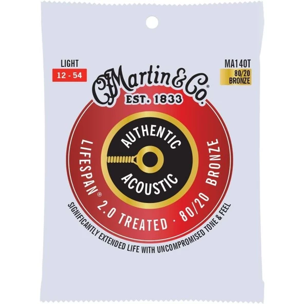 Martin Co MA140T SP Lifespan Treated Akustik Gitar Teli Light 12-54 - 1
