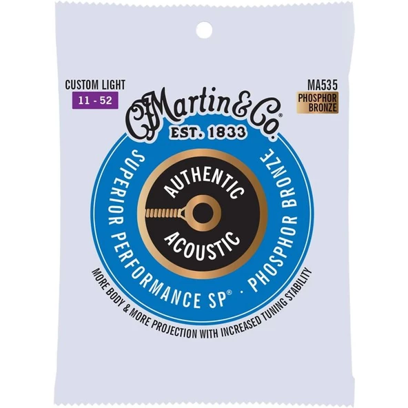 Martin Co MA535 SP Phosphor Bronze Akustik Gitar Telleri (Extra Light+ 11-52)