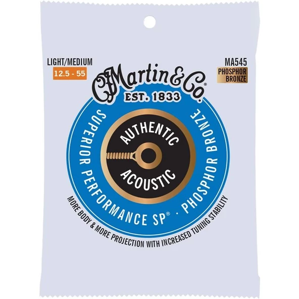 Martin Co MA545 SP Phosphor Bronze Akustik Gitar Telleri (Light Medium 12.5-55)