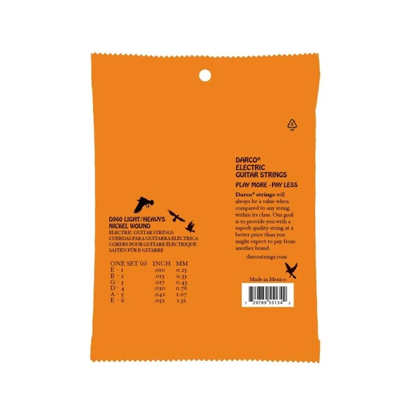 Martin Co Darco D960 Nickel Elektro Gitar Teli, Light/Heavy 10-52 - Resim 2