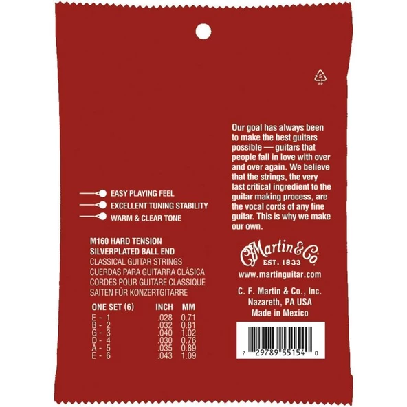 Martin M160 Silverplated Ball-End Klasik Gitar Teli - Resim 2