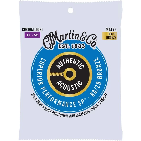 Martin Co MA175 SP 80/20 Bronze Akustik Gitar Teli (Custom Light 11-52)