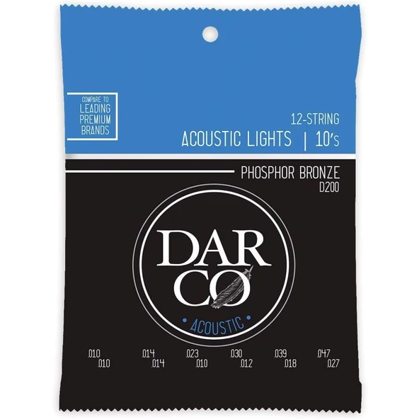 Martin Co Darco D200 Phosphor Bronze 12 Telli Akustik Gitar Teli, Light 10-47