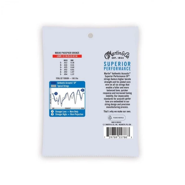 Martin Co MA535PK3 SP Phosphor Bronze Akustik Gitar Telleri (Extra Light+ 11-52) 3 Set - Resim 2