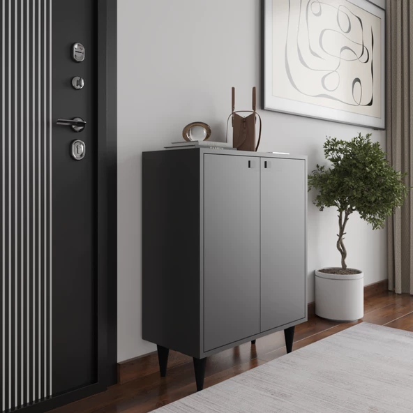 Artemis 4 Raflı 2 Kapaklı Ayakkabılık, Antrasit - 3