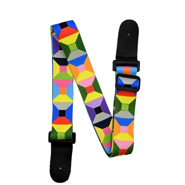 DMX Guitars 04 Renkli Geometrik Desenli Gitar Askısı ürün görseli 1