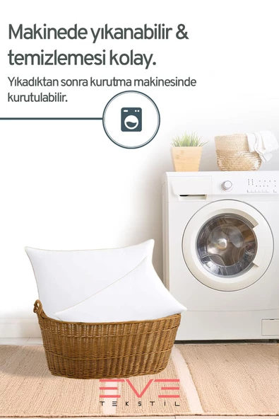 2 Adet Yellow Dream Serisi Fermuarlı Antialerjik Silikon Elyaf Dolgulu Yastık 50x70cm 1200gr - 8