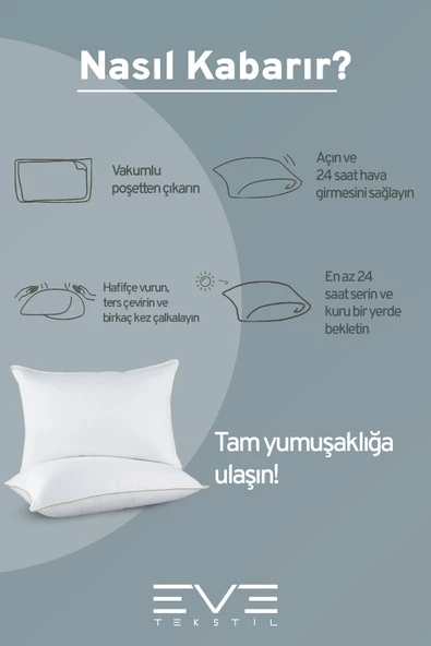 2 Adet Yellow Dream Serisi Fermuarlı Antialerjik Silikon Elyaf Dolgulu Yastık 50x70cm 1200gr - 5