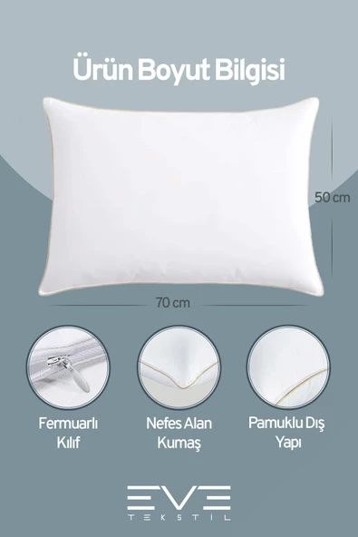 2 Adet Yellow Dream Serisi Fermuarlı Antialerjik Silikon Elyaf Dolgulu Yastık 50x70cm 1200gr - 3