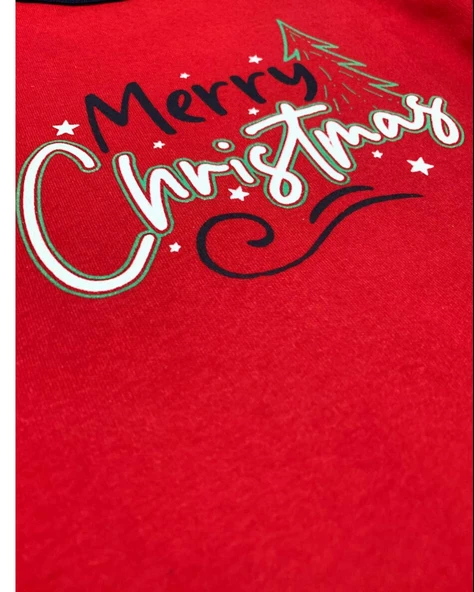 Baskılı Pamuk Erkek Çocuk Yeni Yıl Pijama Takımı (Merry Christmas) - 4
