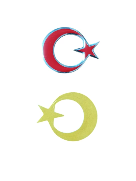 Türk Bayraklı Arma Etiket Kırmızı 2'li - 3