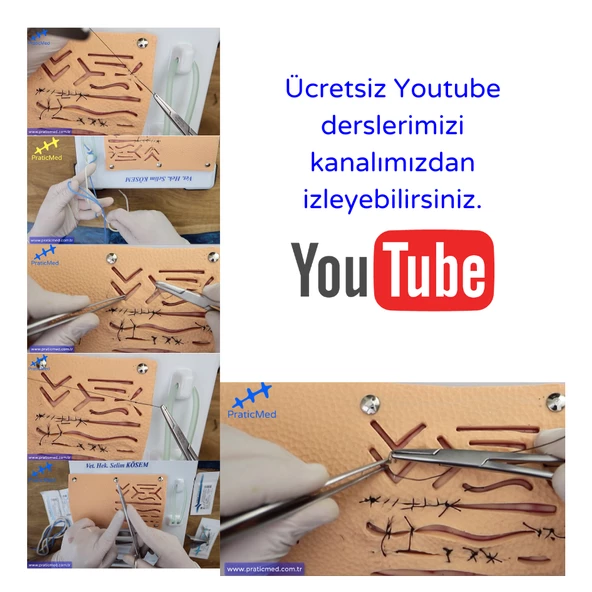 Tıp - Veteriner Hekimliği Beyaz Masa Tipi Dikiş, Ligatür, Anastomoz Eğitim Seti - Kişiye Özel - PraticMed - 10