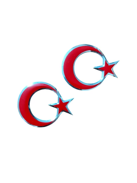 Türk Bayraklı Arma Etiket Kırmızı 2'li - 2
