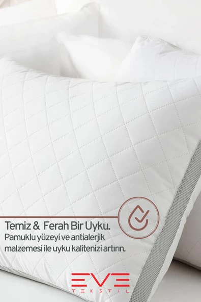 2 Adet Klimax Serisi Kılıflı Fermuarlı Klimali Antialerjik Silikon Elyaf Yastık 50x70cm 900 gr - 7