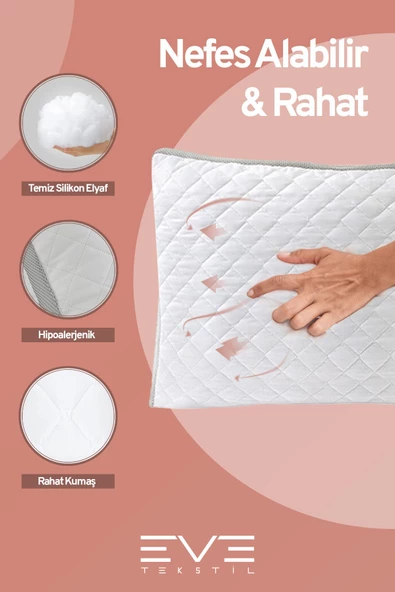 10 Adet Klimax Serisi Kılıflı Fermuarlı Klimali Antialerjik Silikon Elyaf Yastık 50x70cm 900 gr - Resim 4