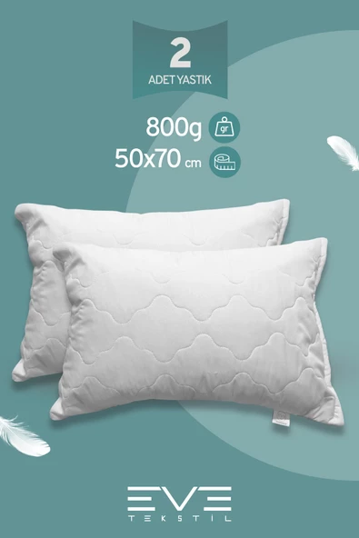 2 Adet Diamant Plus Kılıflı Fermuarlı Yıkanabilir Antialerjik Silikon Elyaf Yastık 50x70cm 800 gr ürün görseli 1