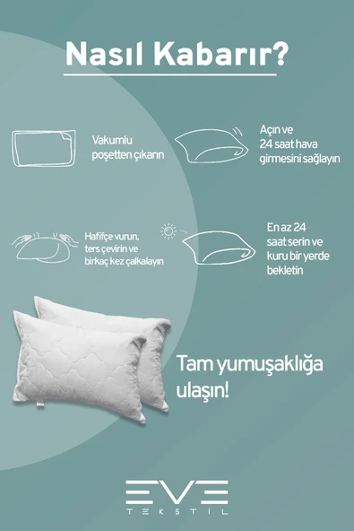 2 Adet Diamant Plus Kılıflı Fermuarlı Yıkanabilir Antialerjik Silikon Elyaf Yastık 50x70cm 800 gr - 5
