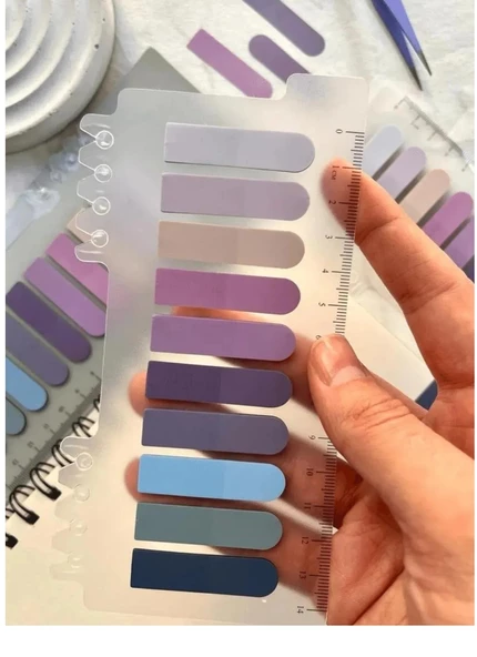 Hayal sepeti 10 Renkli Cetvelli lila-somon-mavi-giri-laci Tonları Şeffaf Pet Indeks Postit / Post-it - 4