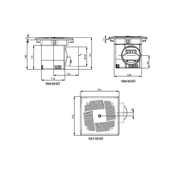 Aircol Spring Mutfak Banyo Havalandırma Tavan Aspiratorü - 2