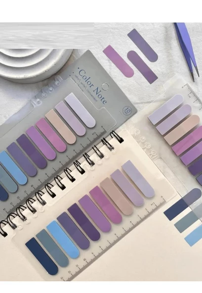 Hayal sepeti 10 Renkli Cetvelli lila-somon-mavi-giri-laci Tonları Şeffaf Pet Indeks Postit / Post-it - 2