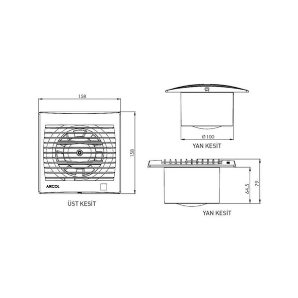 Aircol 100 SM Mutfak Banyo Havalandırma Switch Aspirator - 2