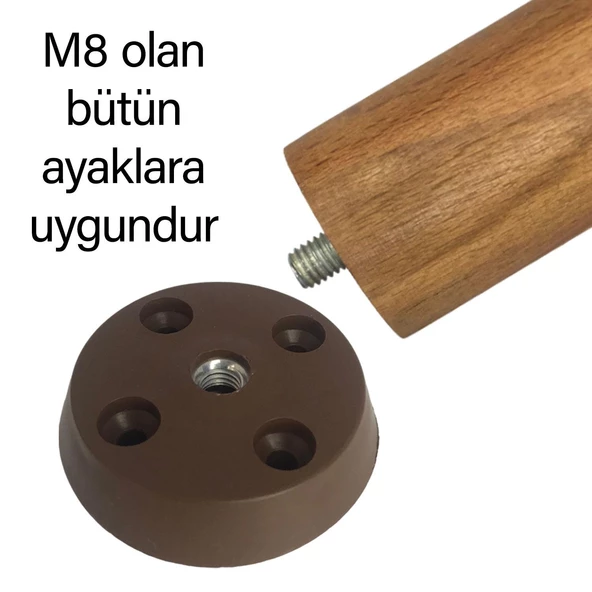 8 Adet Düz Ayak Tabanı Kahverengi Mobilya Masa Sehpa Ayağı Bağlantı Aparatı Plastik - 4