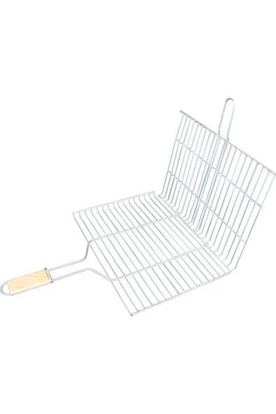 Ahşap Saplı Mangal Izgarası Galvanizli Paslanmaz Kafes Demir 32 x 42 cm - 3