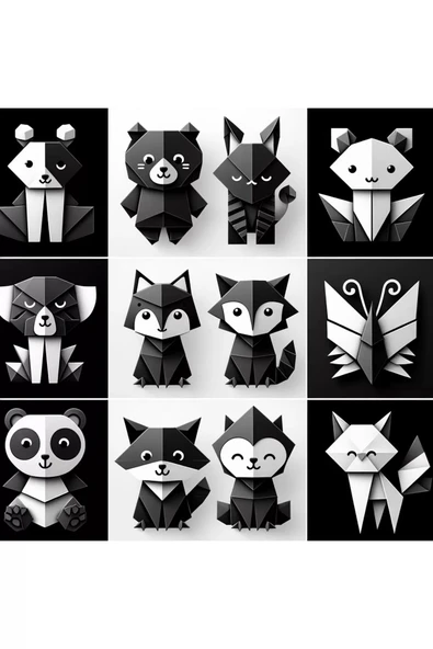 Hayal Sepeti 20cm Origami Kağıdı, 50 Adet 20 X 20 cm Siyah Renk Origami Seti - 50 Adetli Origami - 4