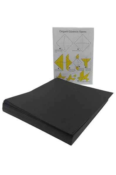 Hayal Sepeti 20cm Origami Kağıdı, 50 Adet 20 X 20 cm Siyah Renk Origami Seti - 50 Adetli Origami - 3