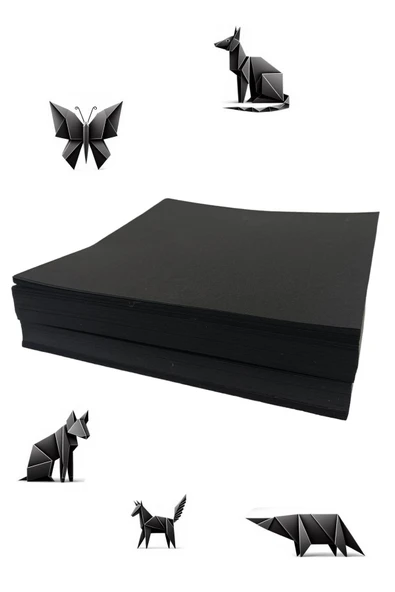 Hayal Sepeti 20cm Origami Kağıdı, 50 Adet 20 X 20 cm Siyah Renk Origami Seti - 50 Adetli Origami