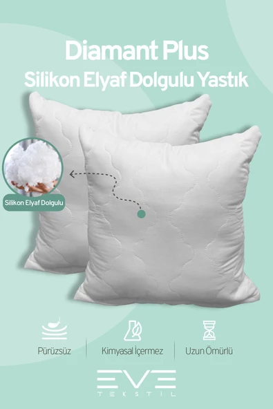 2 Adet Diamant Plus Kare Kırlent Yıkanabilir Antialerjik Silikon Elyaf Yastık 40x40cm 400 gr - 2