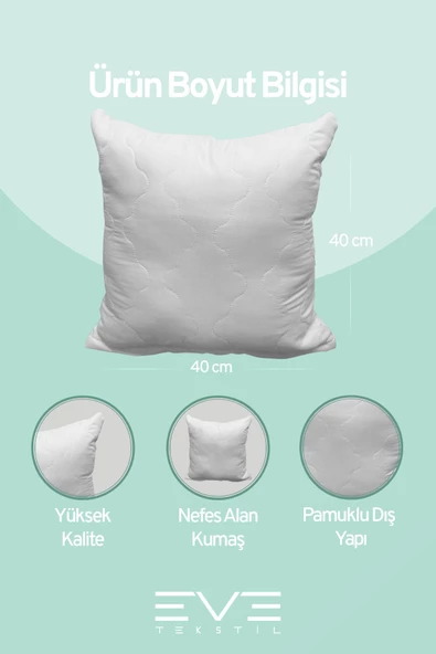 2 Adet Diamant Plus Kare Kırlent Yıkanabilir Antialerjik Silikon Elyaf Yastık 40x40cm 400 gr - 3